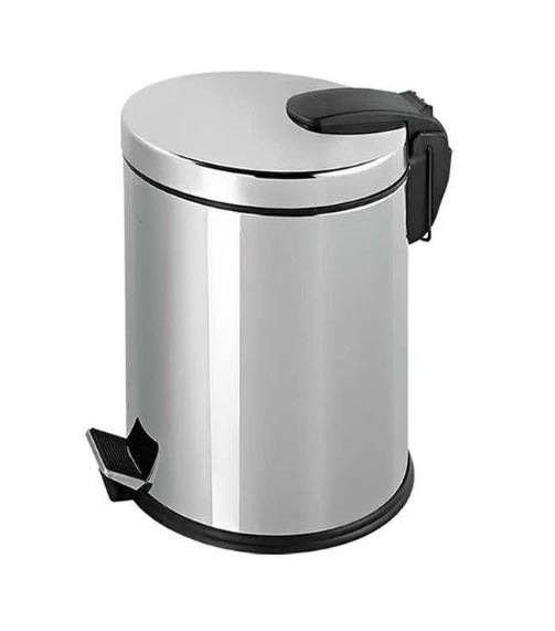 Металлическая урна с педалью 8 литров хром серебристая для мусора глянцевая Металлическая урна с педалью 8 литров хром серебристая для мусора глянцевая